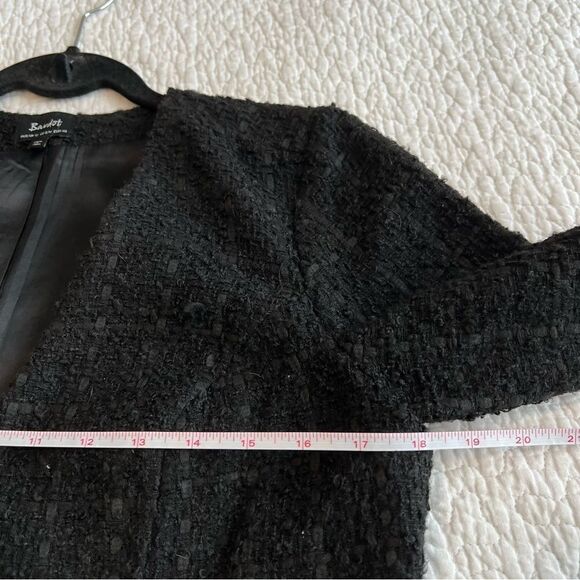 ✨ Bardot Boucle Tweed Zip Front Frayed Hem Dress Medium 8 Black - Picture 10 of 11
